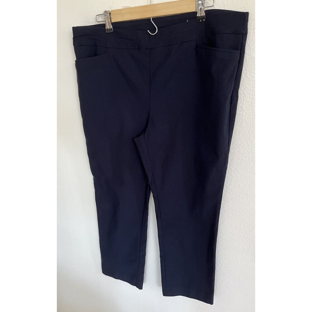 Chico’s So Slimming Brigitte Pants Sz 3P/16P Navy Blue PullOn Corporate Casual